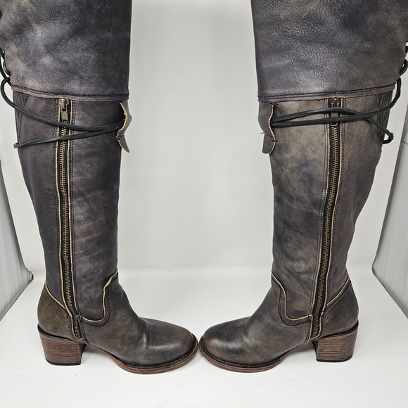 Freebird By Steven Carolina Women's Black Leather Knee-High Boots - Picture 9 of 13